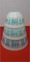 Butter Print Turquoise Pyrex Nesting Bowls
