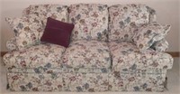 3 cushion floral Flexsteel couch, 3 throw