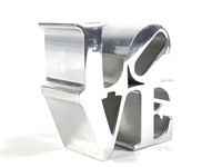 LOVE Silver Metal Tabletop Paperweight Figurine