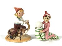 2 Porcelain Pixies Elf Riding Bugs Occupied Japan