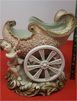Lefton Hand Painted China Chariot Compote