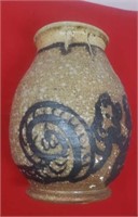 Vintage Glazed Stoneware Vase Signed