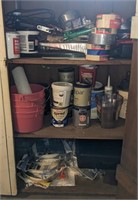 Contents of Cabinet Including Paint Supplies