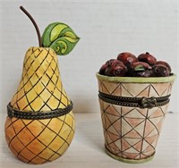 Jim Shore Fruit Trinket Boxes 4" and 3" (bidding