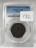 1817 Cent 15 Stars PCGS VF 25