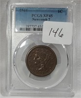 1844 Newcomb 7 Cent PCGS XF 45