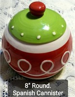 Spanish Cookie jar/Canister 8" Round