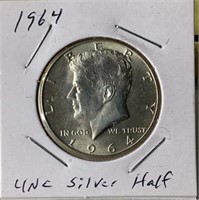 1964 UNC John F Kennedy half dollar