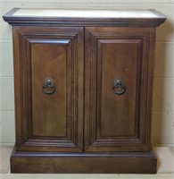 Vtg 2 Door Cabinet w/ Marble Top (28"×12"×30")