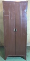 Vtg Brown Metal 2-Door Cabinet/Wardrobe