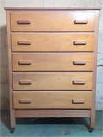 Mid Century Mobile 5- Drawer Chest Of Drawers