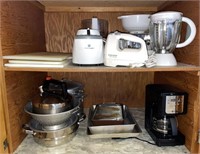 Contents Of Cabinet Including Blenders, Mixer,