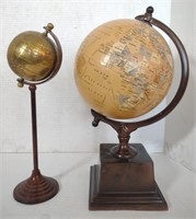 Wood Base Globes (Brass Globe approx 13")