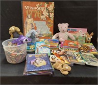 Childrens Books, Crayons and Stuffed Animals