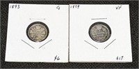1893 & 1899 Canadian Silver 5-Cent Coins