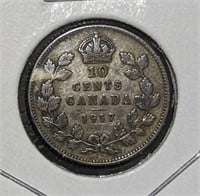 1917 Canadian Sterling Silver 10-Cent Dime Coin