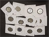 16 Assorted Canadian Nickels - All in 2x2's