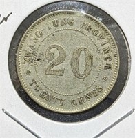 1920 China - Kwang Tung - Silver 20 Cent Coin