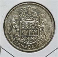 1950 Canada Silver 50-Cent Half Dollar Coin
