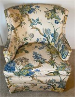 Vintage Floral Upholstered Barrel Back Arm Chair