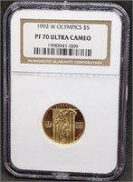 1992 W USA $5 Gold Coin - Olympics - PF70 UC