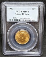 1912 Great Britain Gold Sovereign Coin - PCGS MS64