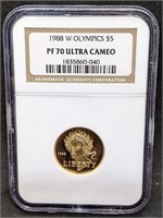 1988 W USA $5 Gold Coin - Olympics - NGC PF70UC
