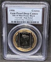 1990 Isle of Man - Penny Black - 1 Oz. Gold Crown