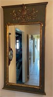 Vintage French Style Trumeau Mirror Painted Wood
