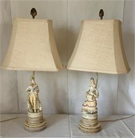Vintage French Provincial Bisque Figurine Lamp