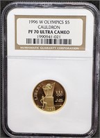 1996W USA $5 Gold Coin - Olympic Cauldron - PF70UC