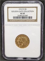 1912S USA $5 Gold Indian Head Half Eagle NGC XF45