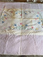 Antique Hand Stitched Quilt, 70” x 91”