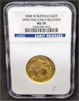 2008W USA Gold $25 Buffalo Coin Early Release MS70
