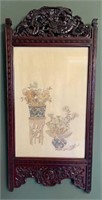Framed Vintage Chinese Silk Embroidery 11.5" x 25"