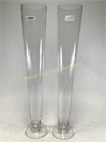 (2) Tall Glass Vases, 23.5" Tall