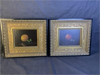 2 Paintings, Still Life Fruit, Ornately Framed