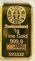 1gram 999.9 Fine Gold Bar Ser#593332