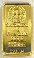 1gram 999.9 Fine Gold Bar Ser#593334