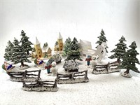 Vintage Christmas Village Set In Tote