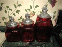 Red Glass Canister Set
