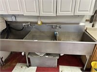 Large Stainless 3 compartment sink