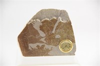 Etched Eagle Carved Soap Stone Sculpture Clock