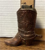 Copper finish metal boot table lighter