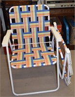 (2) Vintage Nylon Strap Multicolor Folding Chairs