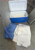 Coleman cooler with 3 large tarps