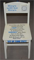 Vtg Boys Wooden Timeout Chair w/ Affixed Timer