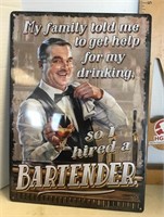 Bartender repro tin sign