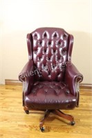 Executive Burgundy Tufted Leather Swivel Chair