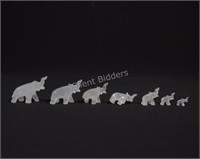 Set of Miniature Onyx Stone Elephant Set